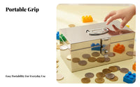 Top Coin aperture fastening mechanismable currency Box sturdy Construction Portable currency Tin with fastening mechanism Educational Gift Piggy Bank Removable Organizer Tray for Children, Small Business Owners, marketplace Stall, Shop, Bedroom, Office