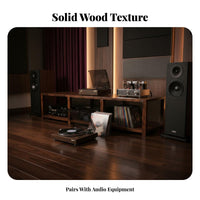 Solid Wood Audio Rack Sturdy Structure Wooden Amplifier Stand Heavy Duty High-Fidelity Equipment Cabinet for Audiophiles, Home Theater Enthusiasts