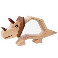 Wooden Dinosaur Piggy Bank Round Front Window Dinosaur Piggy Bank Cute for Desktop Display