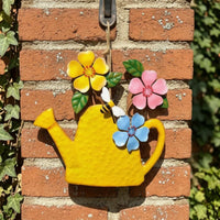 Watering Can Wall Art Handmade Metal Watering Can Decor Iron Flower Wall Decor Outdoor Floral Hanging Plaque Easy to Hang