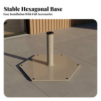 High Weight Capacity Weighted Umbrella Base Heavy Duty Hexagonal Weighted Plate Adjustable Pole Fit Umbrella Holder Weather Resistant for Patio Owners, Homeowners, Gardeners, Backyard, Poolside, Deck