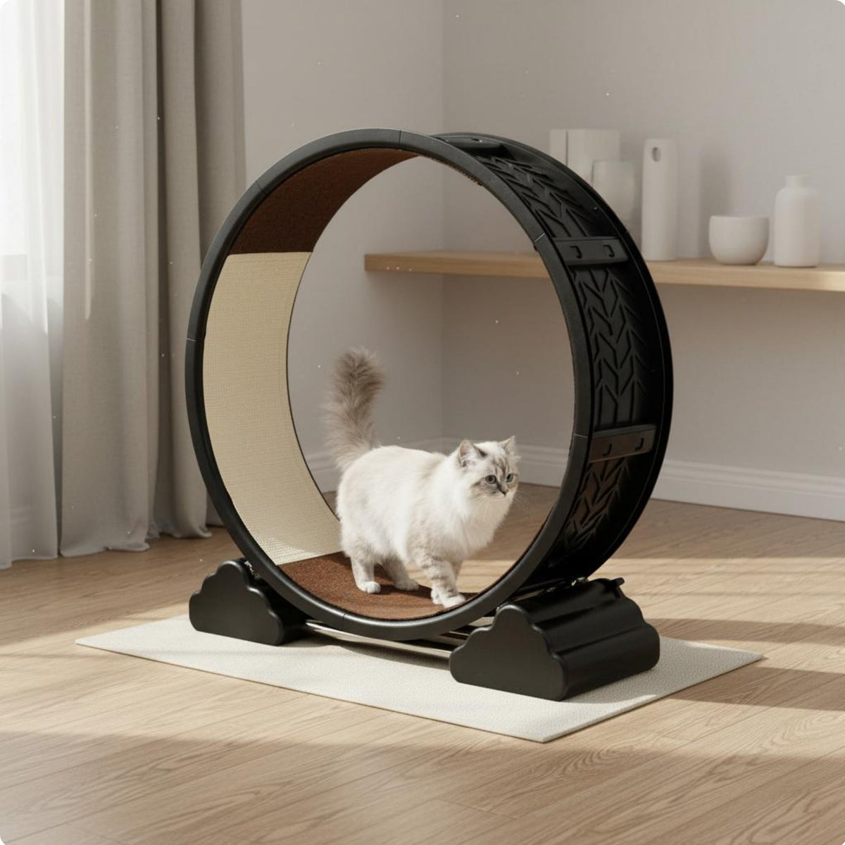 Cat Running Wheel Quiet Cat Exercise Wheel Pet-Friendly Spacing Pet Furniture for Indoor Cats