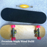 6 Pieces Alloy Trucks Maple Wood Fingerboard Includes Assembly Tool Wooden Finger Skateboard for Children, Skateboarders, Desktop, Desk