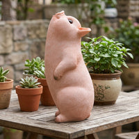 Turning Pig Statue, Large Matte Resin Outdoor Figurine, Backyard Courtyard Decor, Garden Ornament