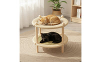 Sturdy Two-Tier Cat Bed Breathable Double-Tier Cat Bed Natural Pet Furniture Long-Lasting for Indoor Cats, Kittens, Living Room, Bedroom