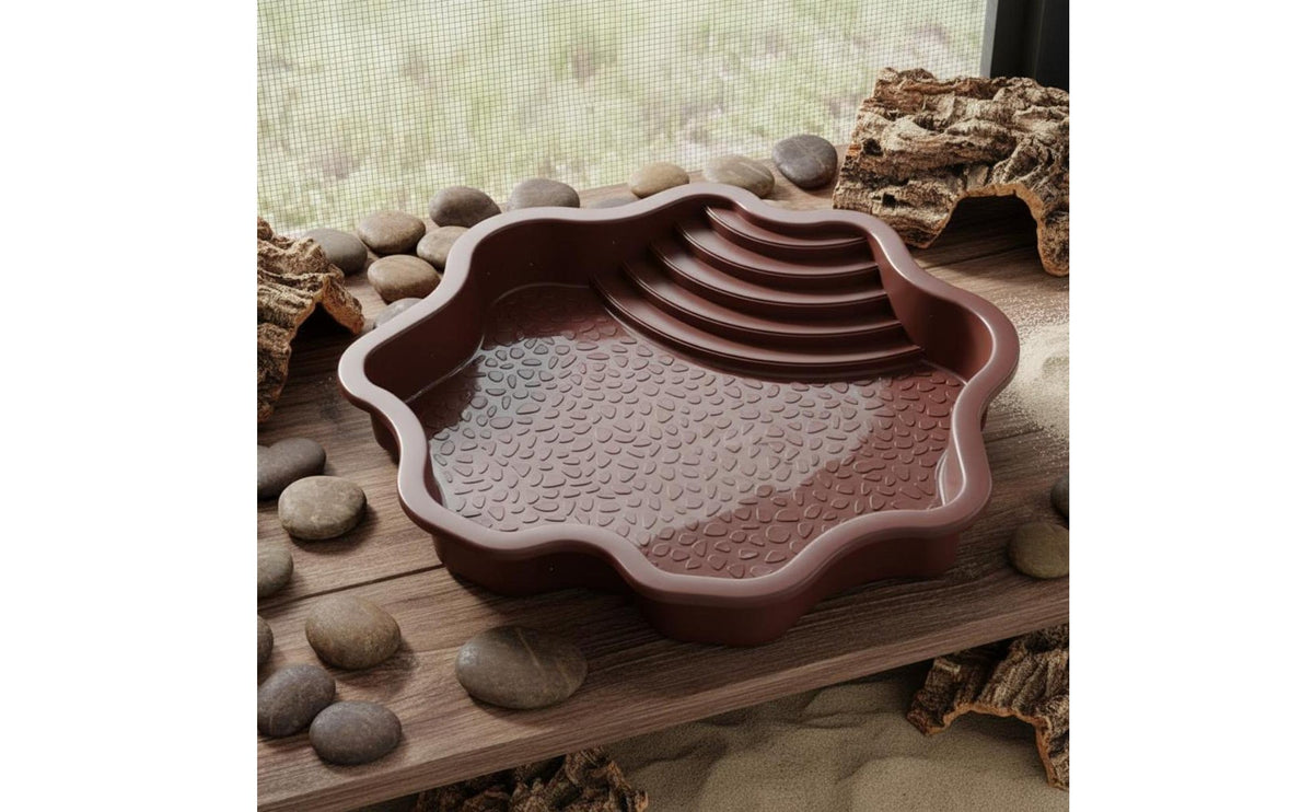 Turtle Bathing Basin Safe Rounded Edges Tortoise Soaking Dish Stepped Amphibious Creature Pool Single-Piece Design for Vivarium