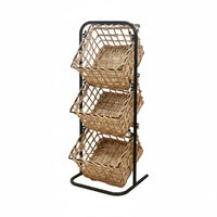 Wicker Basket Stand Handwoven Baskets Snack Organizer Stand Sturdy Construction