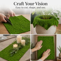 Artificial Moss Mat for Micro Landscape and Bonsai Decor, Flocked Green Moss Turf