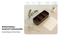 Imitation Rattan Weave container multi-purpose-use Desktop Container Built-in Handles