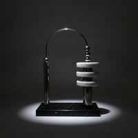 Metal Sculpture with Marble Base Geometric Tabletop Ornament Centerpiece Modern Statue Abstract for Living Room, Office