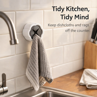 Sink Storage Hook for Kitchen and Bathroom Organization, Wall Mounted Single with No Drill Towel