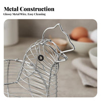 Hollow-out Design Chicken Egg Basket Decorative Metal Wire Egg Holder Sturdy Construction for Pantry, Dining Table