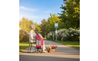 Ergonomic Handle Stair Climbing Trolley with Chair Large Capacity Rolling Grocery Trolley with Folding Seat for Elderly, Market