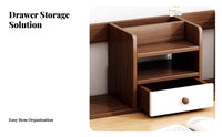 Desktop Book Rack with Drawer Stable Structure Tabletop Shelf Versatile Use