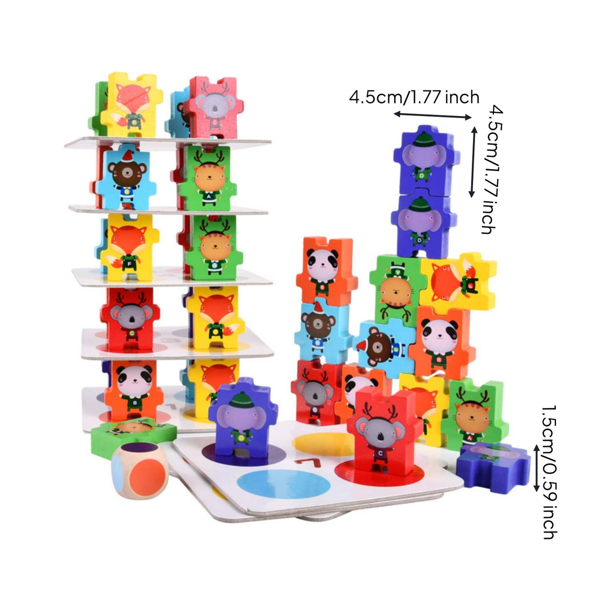 jungles Balance Stack Educational Animal Stacking Blocks Screen Wood Equilibrium Pieces Game for Kids