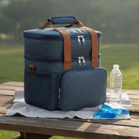 Large Capacity Double Layer Cooler Bag Hot or Cold Retention Insulated Lunch Bag Easy to Carry Thermal Lunch Tote Portable for Picnic, Travel