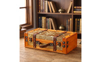 Wooden Chest with Handle Portable Vintage Suitcase Decorative Keepsake Box for Studio