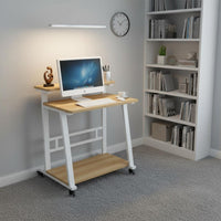 Modern Minimalist Design Rolling Bedside Desk Space Saving Mobile Computer Desk Multi-Functional Mobile Computer Cart Stable Structure for Students, Bedroom, Dorm Room