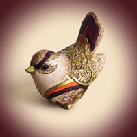 Bohemian Tabletop Bird Figurine Ornate Bird Figurine Textured Decor Hand-Finished for Entryway Console