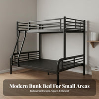 Metal Bunk Bed Space Saving Metal Bunk Bed Frame Strong Load-Bearing Bedroom Furniture for Families, Adults, Small Apartment, Dorm Room