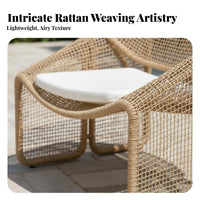 3 Pieces Waterproof Rope Weave Lounge Set Outdoor Furniture All-Weather Garden Seating long-lasting Frame for two people, Families, Homeowners, Sunroom, Terrace, Backyard, Balcony