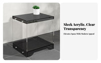 Transparent Clear C-Shaped Stand Minimalist Design Nightstand Space-Saving Side Table Multi-Functional for Modern Decor fans, Interior Designers, Showroom, Living Room, Small Spaces, Entryway