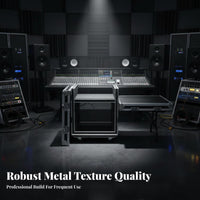 Shockproof Mobile Audio Workstation Heavy-Duty Construction Flight Case Lockable Rack Cabinet Portable Design for Sound Technicians, Live Performers, Event Production Crew, Touring, on-Location, Events, Studio