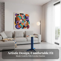 Designer Look Colorful Round Pedestal Table Modern Aesthetic Round Pedestal Accent Table Versatile Decor Piece Home Furnishing Multifunctional for Interior Design Enthusiasts, Young Adults, Homeowners, Living Room, Corner Space, Lounge Area, Bedroom