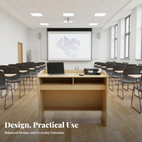 Solid Wood teacher's Podium Long-Lasting Wooden Lectern Sturdy Construction Classroom Presentation Desk Stable for Lecturers, Speaker S, School, Training Center, Lecture Hall, Conference Room
