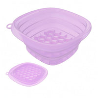 Flexible Collapsible Ice Facial Basin Hexagonal Grid Portable Cold Treatment Basin Loop Handle Foldable Silicone Face Bowl Space-Saving