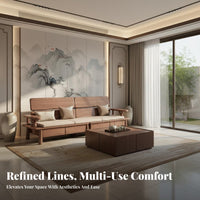 L-Shaped Storage Sectional with Chaise New Chinese design Corner Sofa sturdy Wood Frame Household Seating for Families, Apartment Dwellers, Living Room