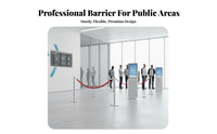 Thickened Stainless Steel Rope Stanchion Non-Slip Rubber Base Stanchion and Rope Set Polished Finish Queue Line Pole Long-Lasting for Hotel Managers, Business Owners, Party Hosts, Hotels, Airports, Grand Openings, Theaters