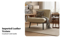 Genuine Leather Curved Shell Accent Chair Nordic Design Single Sofa Italian Inspired Armchair artisanal aesthetic for Interior Designers, Homeowners, Adults, Living Room, Bedroom, Lounge Area, studying corner