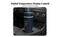 12V/24V Car Kettle Digital Display Car Heating Cup Fast Boiling 12V/24V Travel Kettle for Commuters, Truckers, Road Trips, Camping