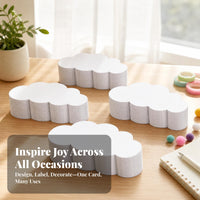 200 Pieces Smooth Writing Surface Pale Sky Puff Cutouts Layered Edges Blank Sky Puff Cards Pre-Cut