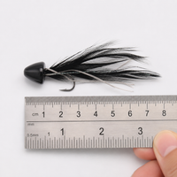 5 Pack Black Imitation Feather Fishing Lures, Pike & Trout Freshwater Lures with Barbed Hooks, Synthetic Material