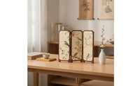 Mini Desktop Folding Screen Traditional Mini Folding Screen Tri-Fold Decorative Plaque Foldable Three-Panel Divider Compact