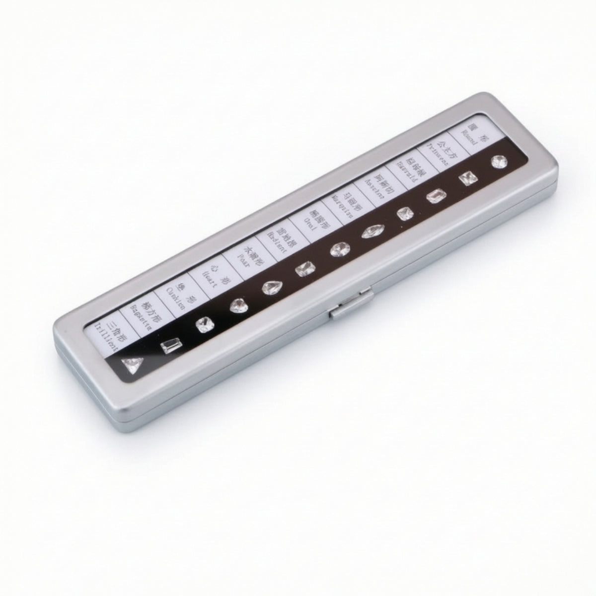 Comparison Case Hinged Instructional Slender-Profile Jewelry Display Case with Latch for Jewelers