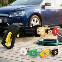 Car Wash Pressure Washer Adapter, 7 Piece Set with Brass Quick Connector and 5 Nozzles for Foam Lance, 1/4 Inch Female Quick Connector, 18MPa