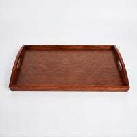 Wooden Serving Tray with Handles Wood-Grain Serving Tray with Handles Sturdy for Breakfast in Bed, Hotel, Restaurant