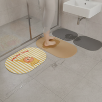 Cute Star Cartoon Diatomaceous Earth Bath Mat Absorbent Non-Slip Bathroom Toilet Room Door Floor Mat
