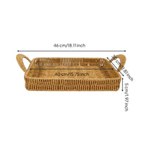 Woven Tray Basket with Handles Serving Tray with Handles Rustic Shallow Fruit Basket for Picnic