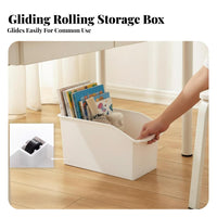 Movable with casters Wheeled under-table Book container Space-Saving under-table Book storage container Large Capacity Storage Container adaptable for Students, Office Workers, Study Room, Classroom, Dormitory, Bedroom