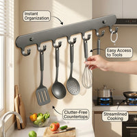 Closet and Pantry Organizer with Rotatable Wall Hooks for Kitchen Utensils, Removable Mounted Storage for Home Cooks