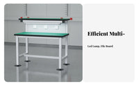 Built-in LED Light Anti-Static Workbench Steel Frame Construction Electronics Assembly Station Wear-Resistant Desktop Heavy Duty Work Table Easy to Assemble for Workshop Technicians, Factory Workers, Engineers