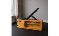 Wooden Exercise Bench Storage Shelf Adjustable Bench Handle Openings Fitness Equipment