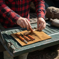 Portable Manual Auger with T-Handle Compact Bushcraft Auger with Leather Sheath Outdoor Scotch Eye Wood Drill Heavy-Duty for Survivalists, Campers, Woodworkers, Camping, Woodworking