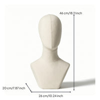 Cloth-coveredCovered Headwear Display Form Linen-Look Hairpiece Head Stand Neutral Hairpiece Stand Sturdy for Boutiques, Stylists, Studios, Home Organization