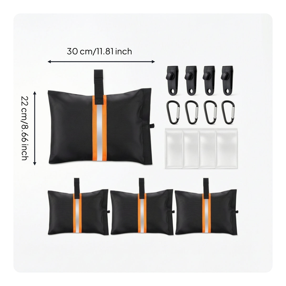 4 Pieces Reflective Boat Cover Weight Bag Easy to Fill Weight Bag with Clips Long-Lasting Boating Accessory Heavy-Duty for Outdoor Storage