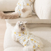 Cat Recovery Suit with High Neck, Professional Spay Suit for All Seasons, Anti-Licking Pet Suit with Ties, Recovery Apparel